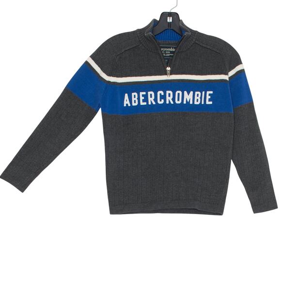 Abercrombie & Fitch Boys 1/4 Zip Pullover Y2K Preppy Logo Retro Casual Medium - Picture 5 of 5